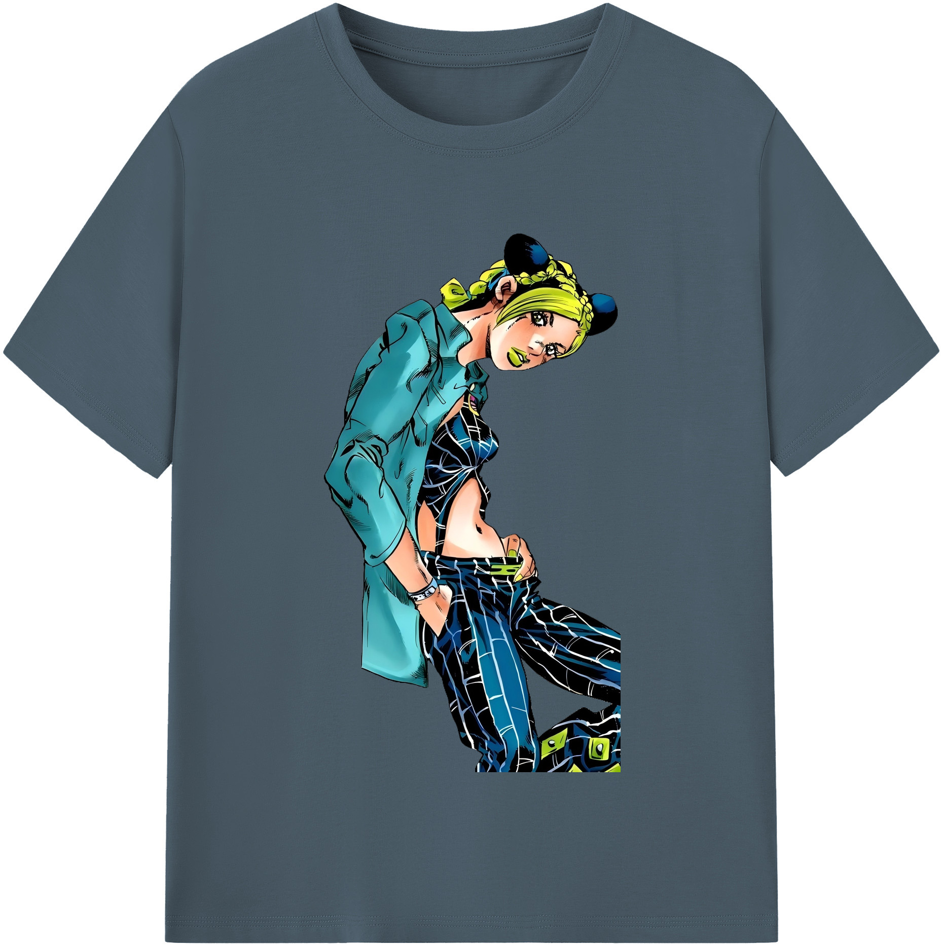 （画像用） "ジョジョの奇妙な冒険 くうじょう ジョリーン JoJo's Bizarre Adventure Jolyne Cujoh " 綿100％半袖Tシャツ（フロントプリント）